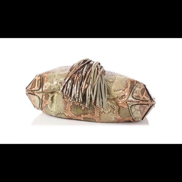 Gucci  INDY green PYTHON skin leather hobo bag. - Picture 6 of 8